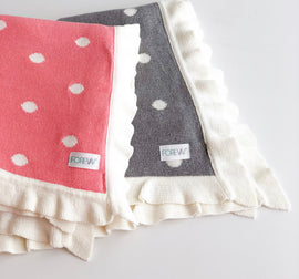 Luxury Polka Ruffle Trim Blanket