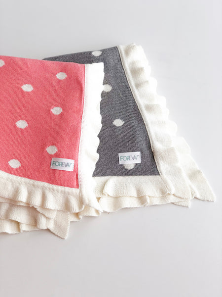 Luxury Polka Ruffle Trim Blanket
