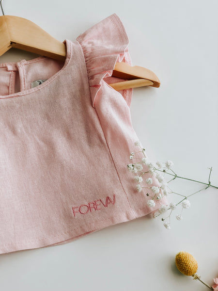 Ruffle Linen Girls Top
