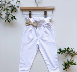 Cotton Trousers with Bow Detail