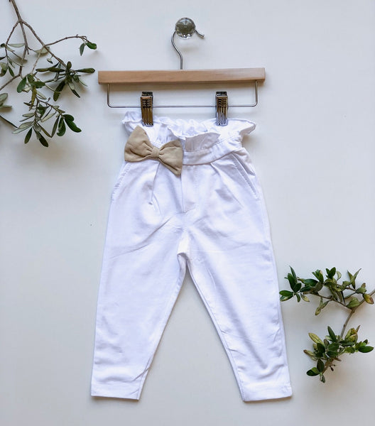 Cotton Trousers with Bow Detail