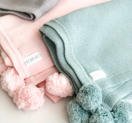 Knit POM POM Blankets