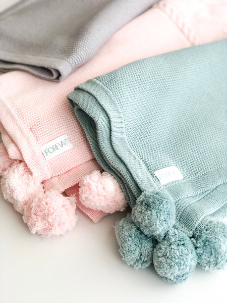 Knit POM POM Blankets