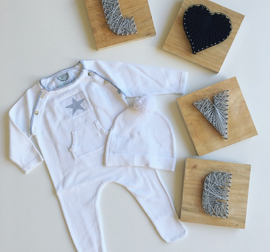 Cotton/ Cashmere Baby Grow & Beanie set